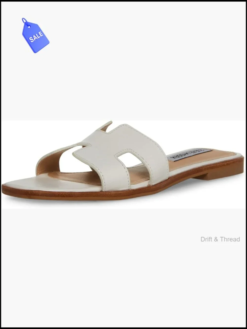 Women's Leather Slide Sandals with Square Toe